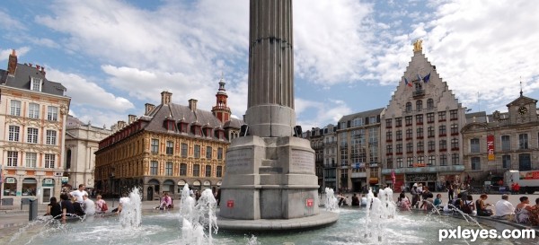 The fountain in the midlle